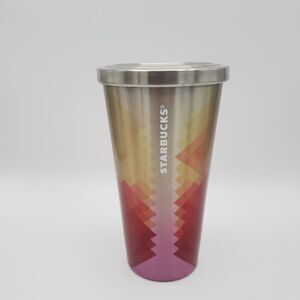 Starbucks Tumbler 2014 Summer Sunsets Geo Stainless Steel Grande 16oz